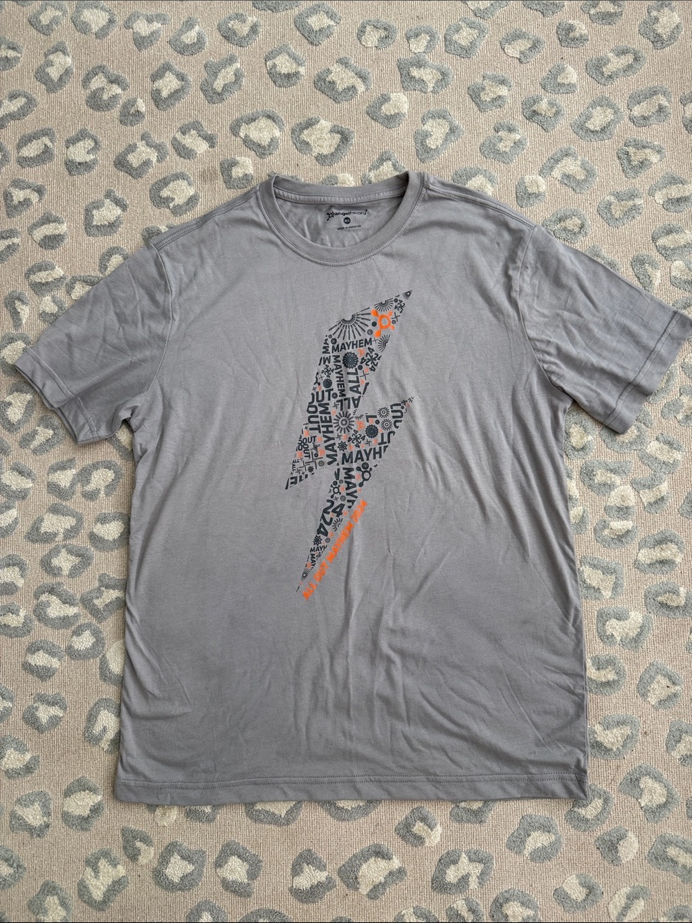 Orangetheory Gray Tee with Orange Accent Lightning Bolt from May Mayhem 2024